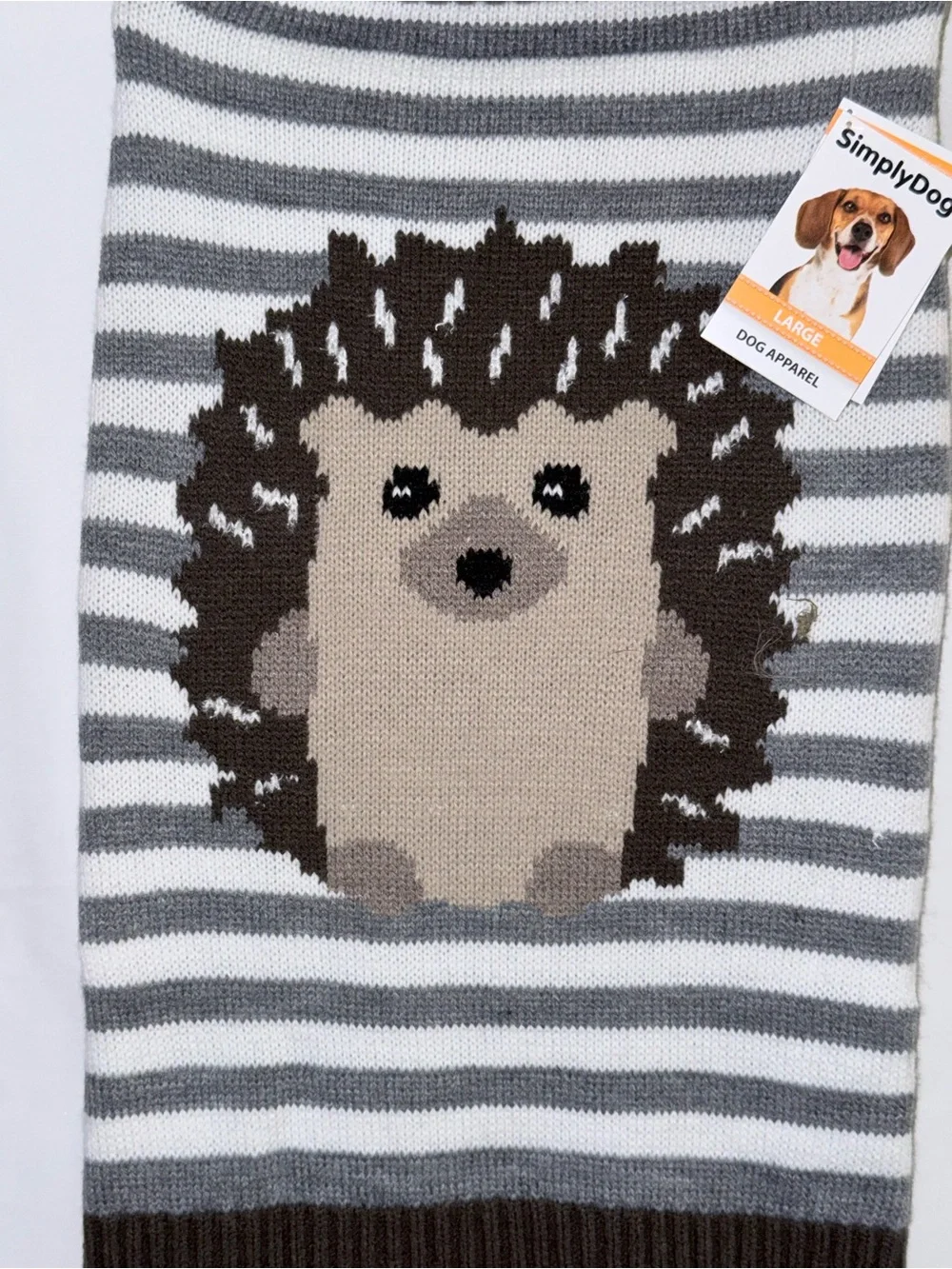 NWT Simplydog Hedgehog Stripe Knit Dog Sweater Size Large